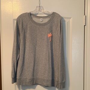 Old Navy Gray Sweater with Coral Palm Tree